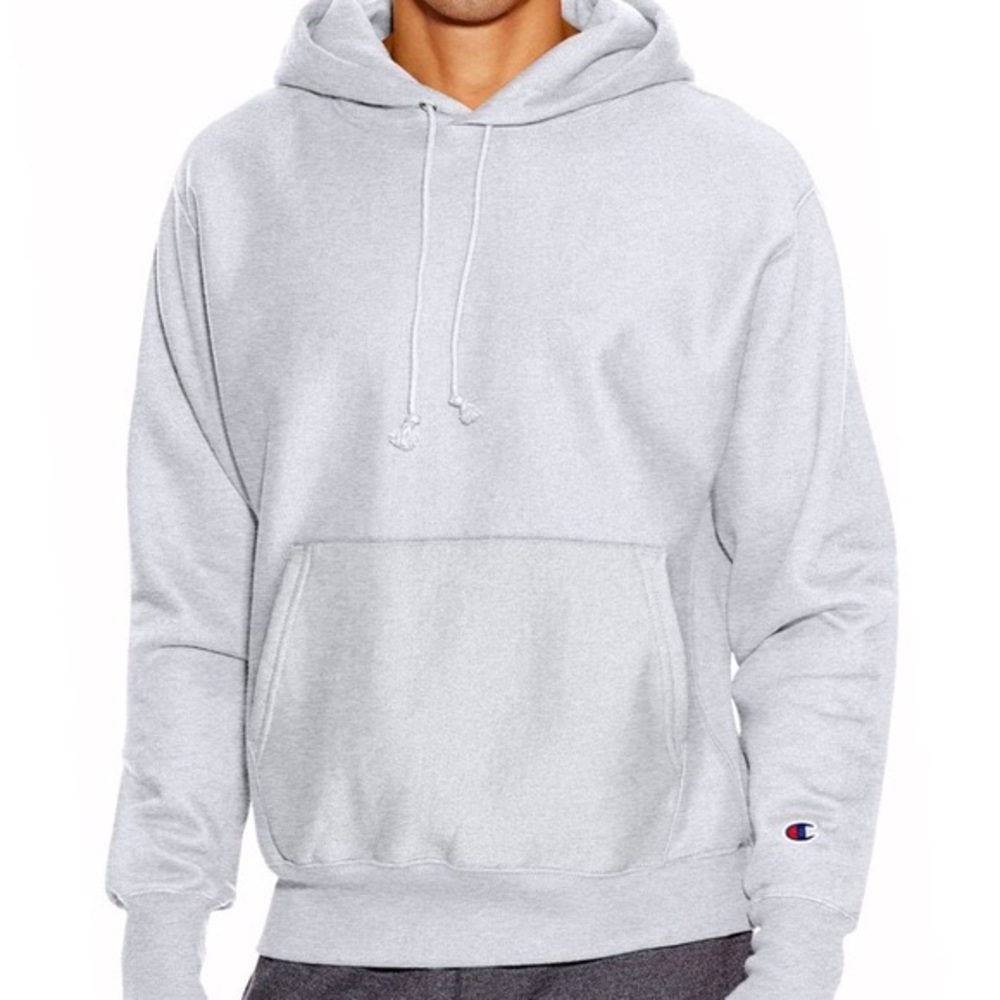 champion ash grey reverse weave hoodie